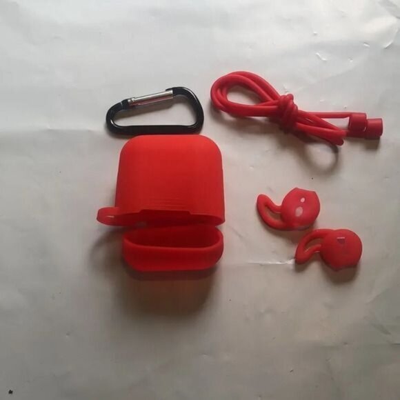 Red Protective Case Cover Set for Apple AirPods with Accessories - Picture 4 of 4